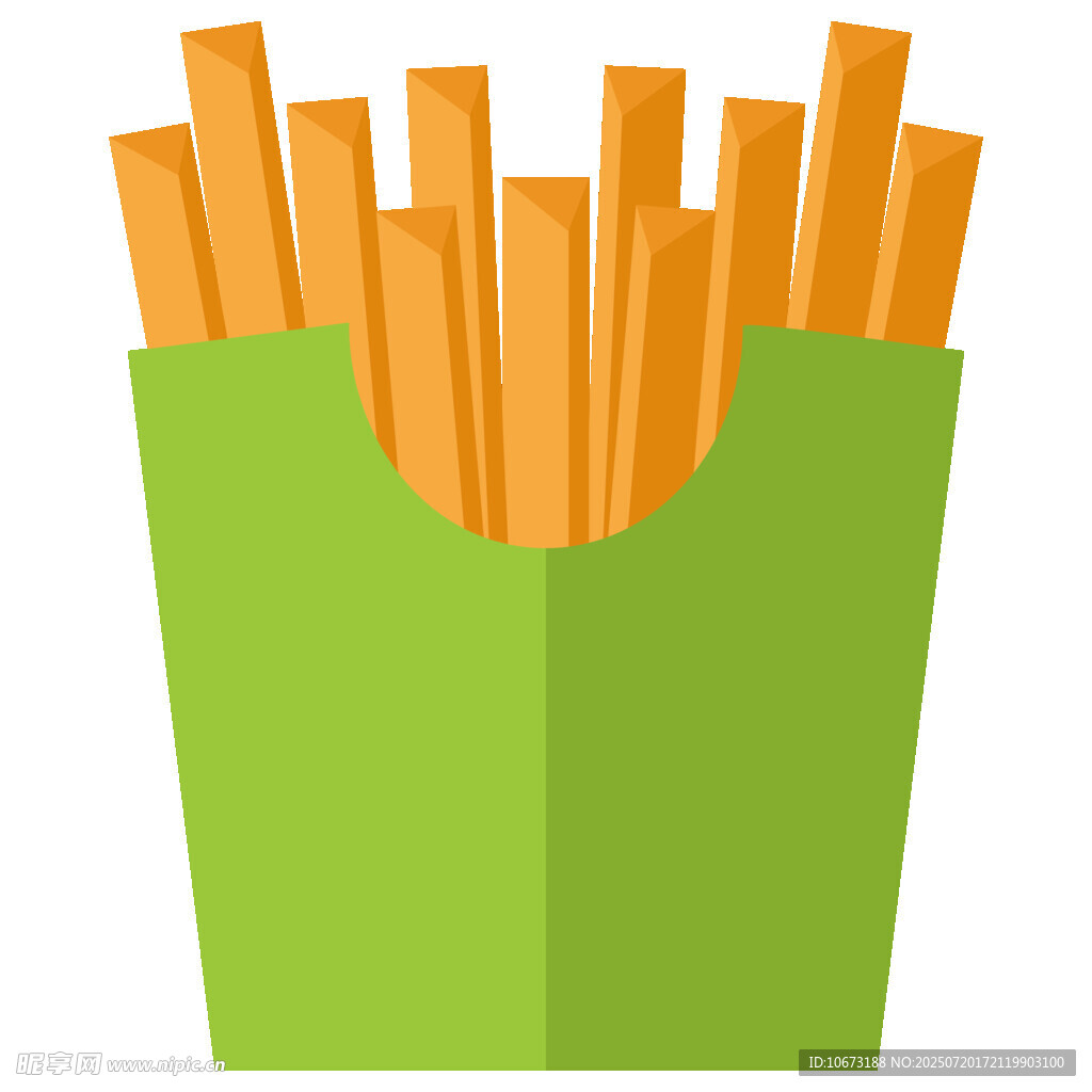 绿色包装的美味炸薯条