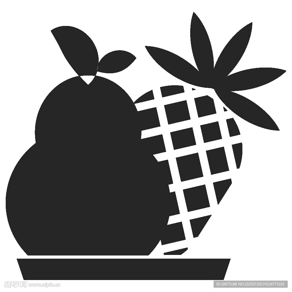 梨与菠萝的简约图标
