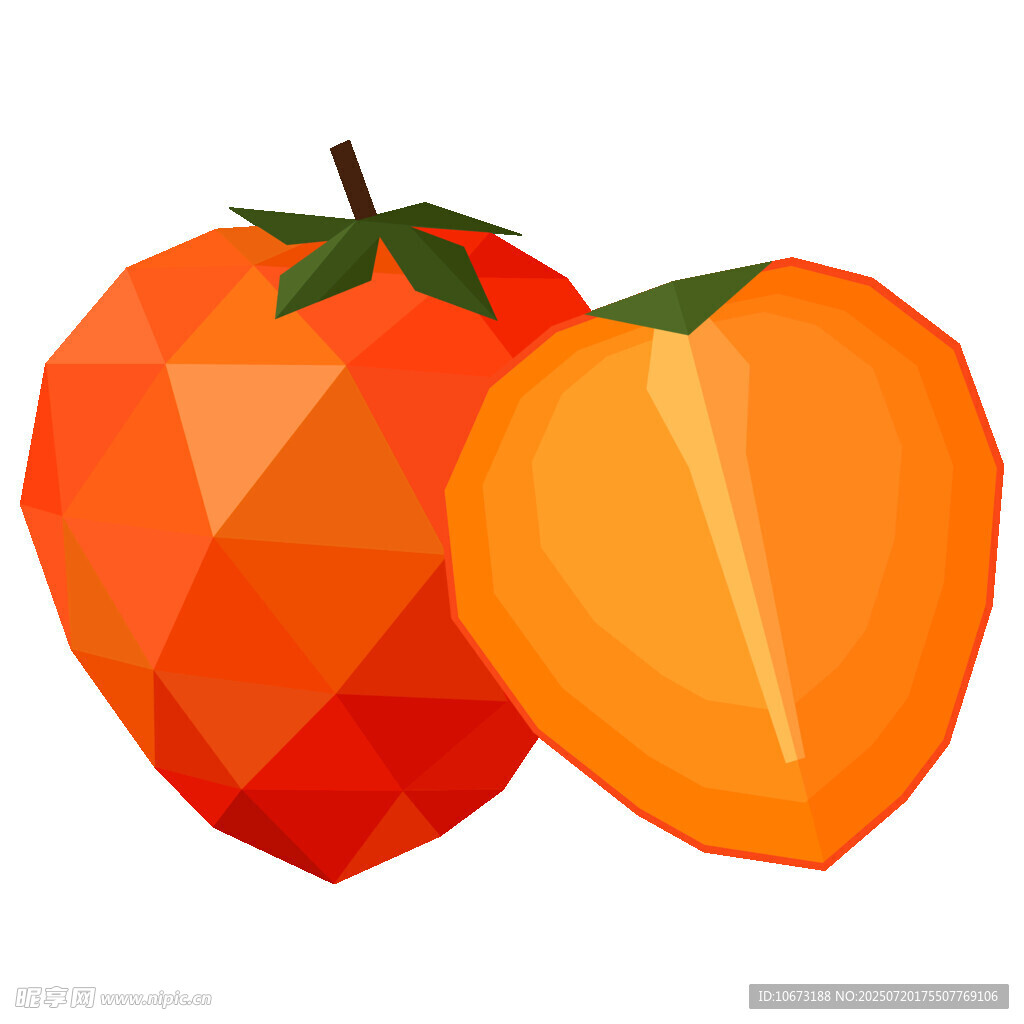 多边形风格柿子插画