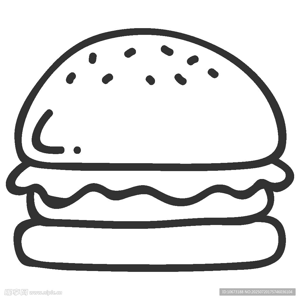 简约线条风汉堡插画