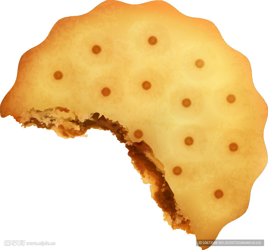 被咬一口的美味饼干