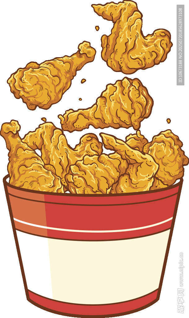 满满一桶美味香脆炸鸡