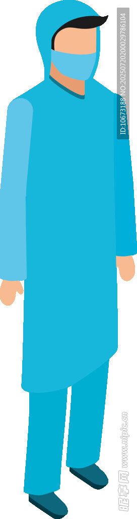 蓝色防护服人物形象展示