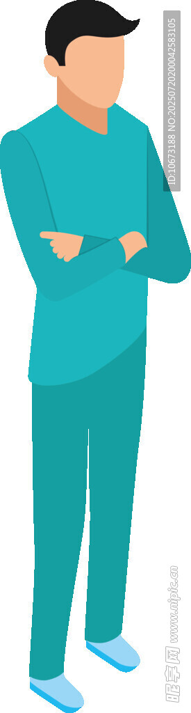 身着蓝制服的站立男士