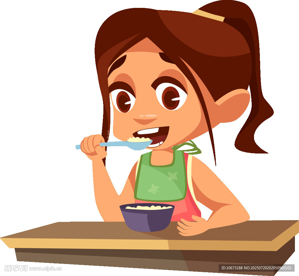 女孩开心用餐