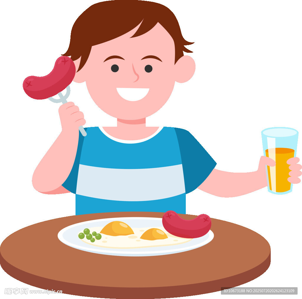 男孩开心享用美味餐食