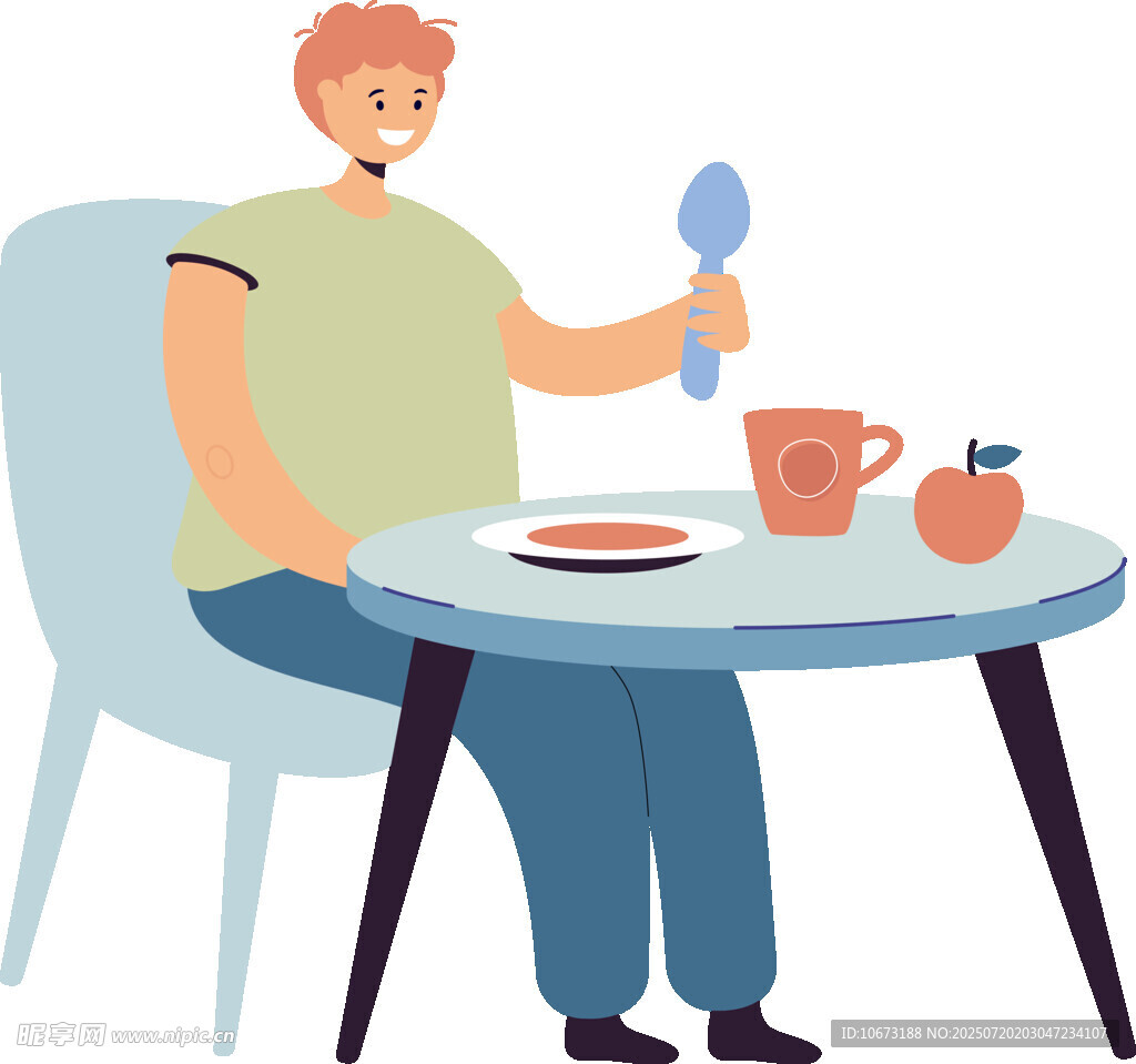 男子惬意享用桌上餐食
