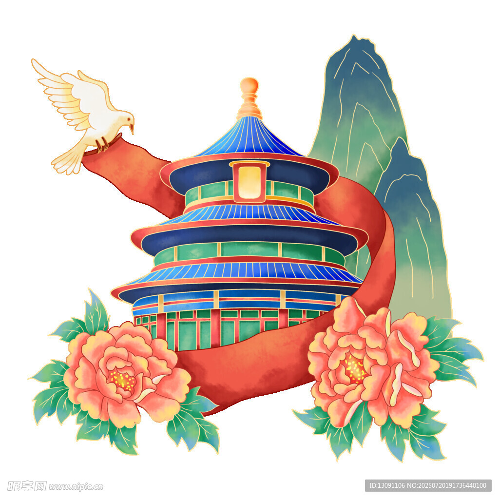 天坛牡丹图 传统元素融合