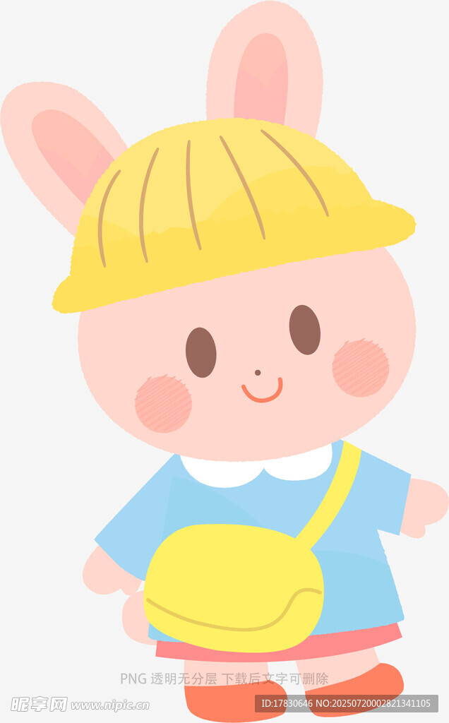戴帽小兔背黄包