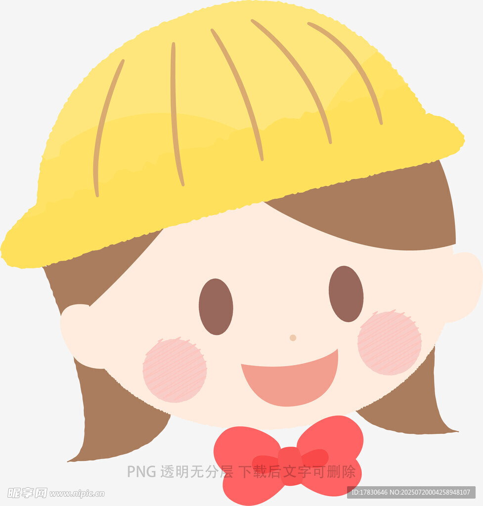 戴黄帽系红蝴蝶结的女孩