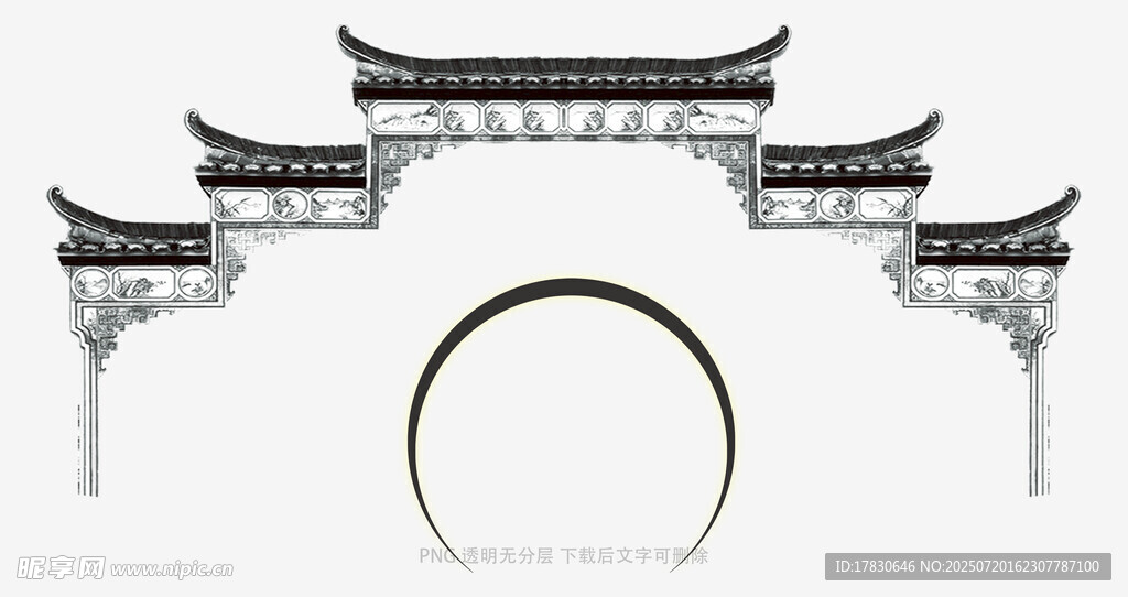 中式古典门楼建筑模型