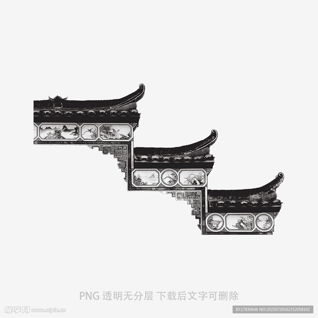 中式传统屋檐装饰图案