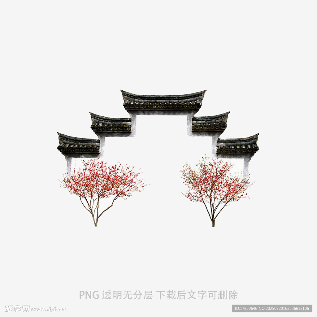 中式飞檐与繁花景观