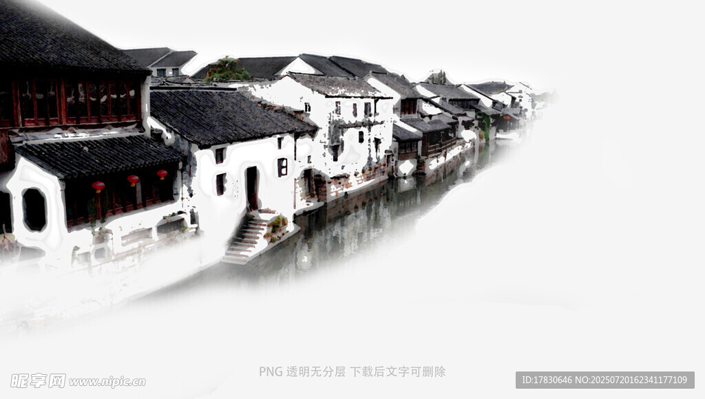 江南水乡黑白建筑风景
