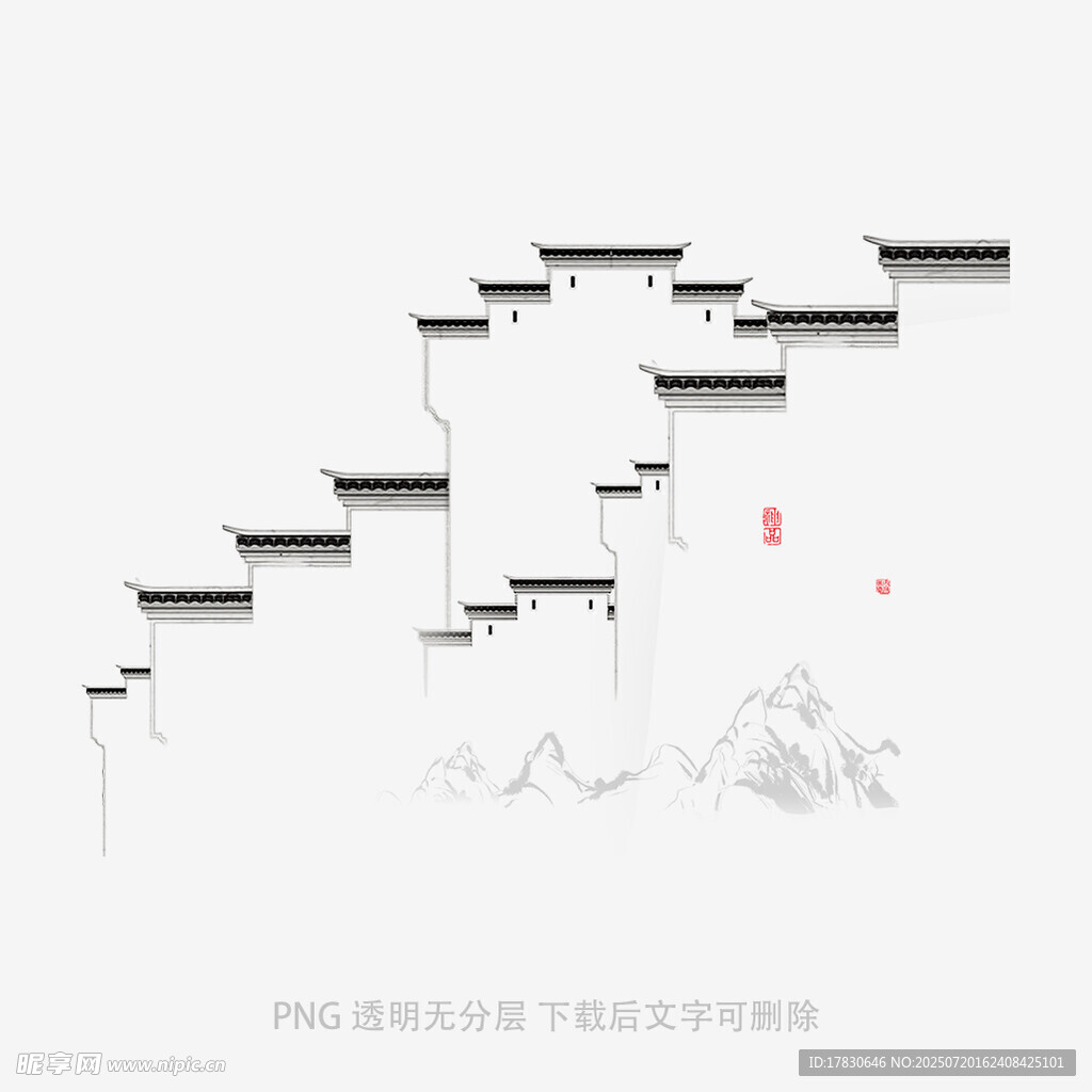 中式水墨风格阶梯背景图