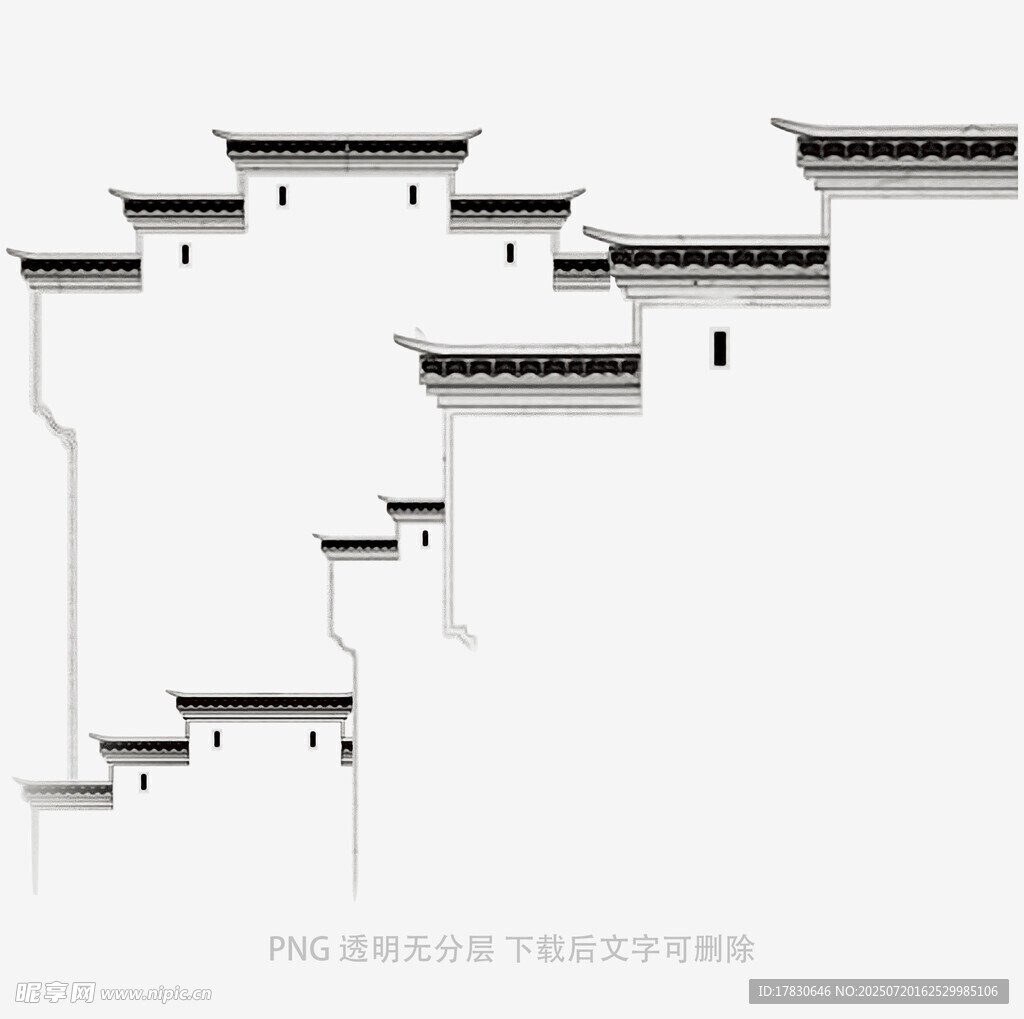 中式古建筑屋顶线条图