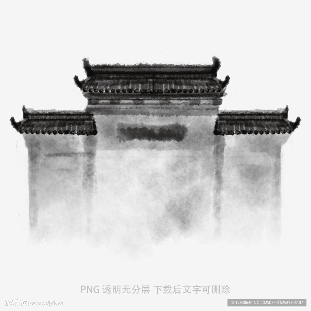 水墨风中式古建筑景观