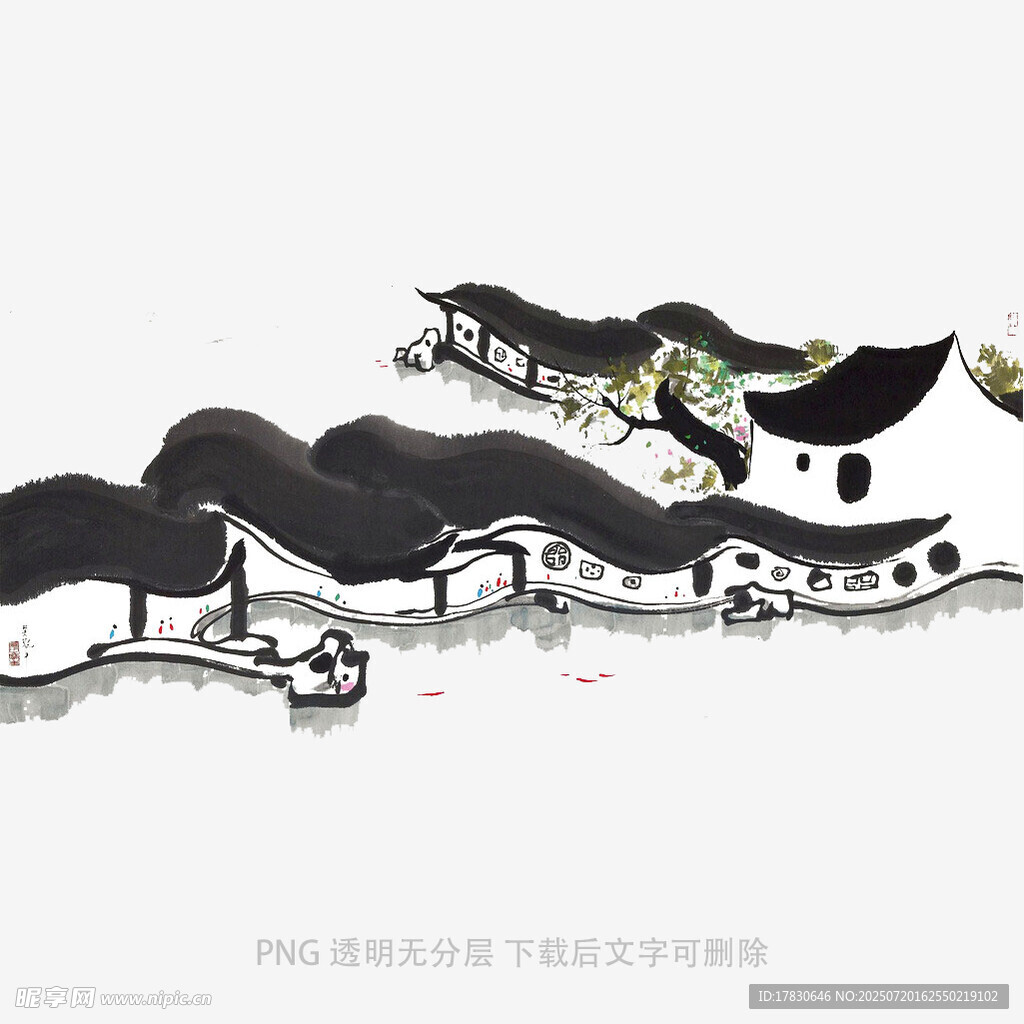 水墨风格抽象线条艺术画
