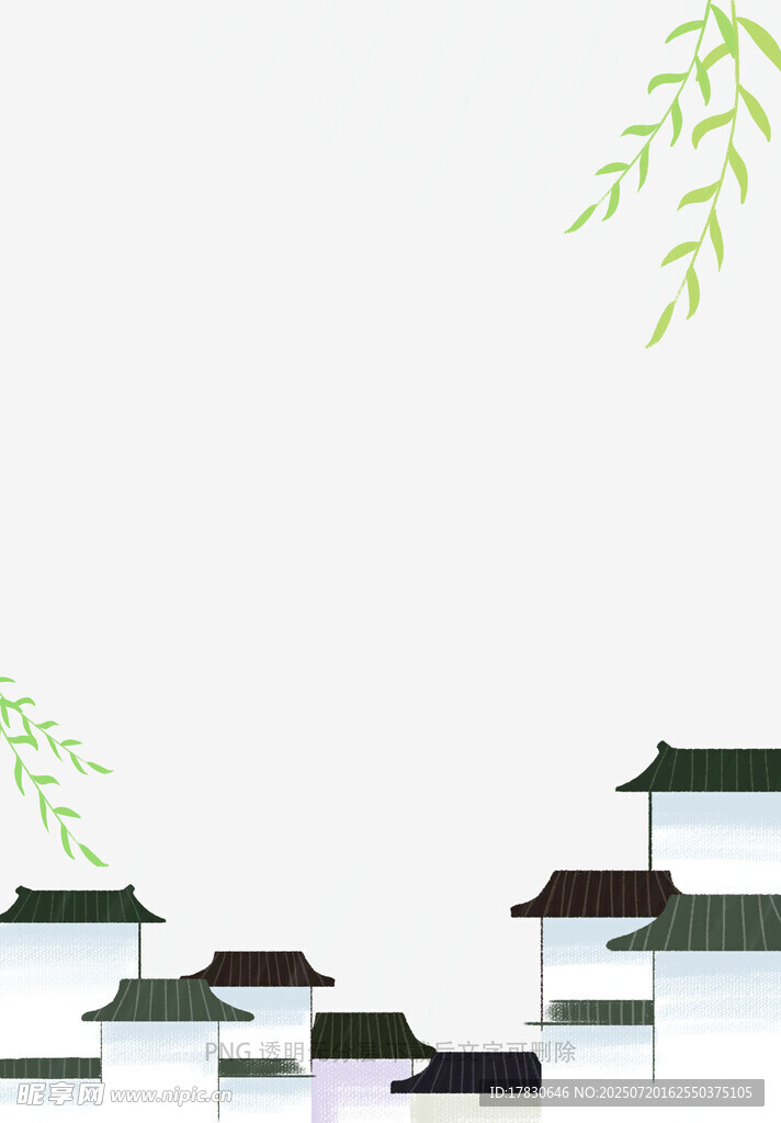江南水乡建筑与垂柳景致