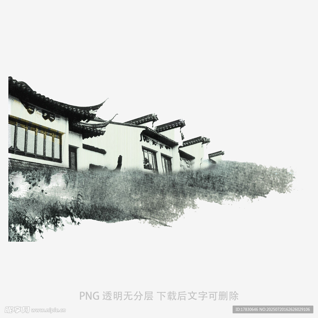 水墨江南古建筑风景图