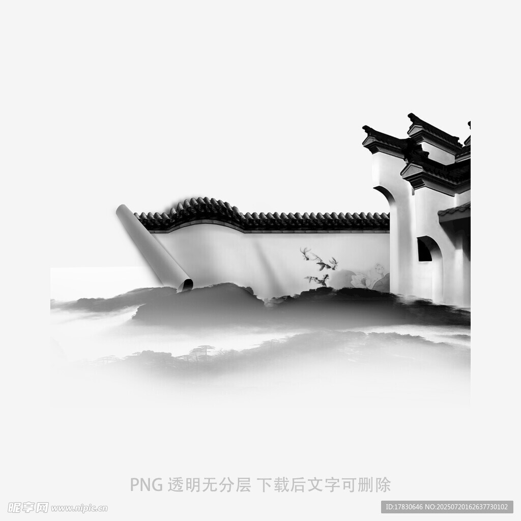 水墨风中式建筑景观