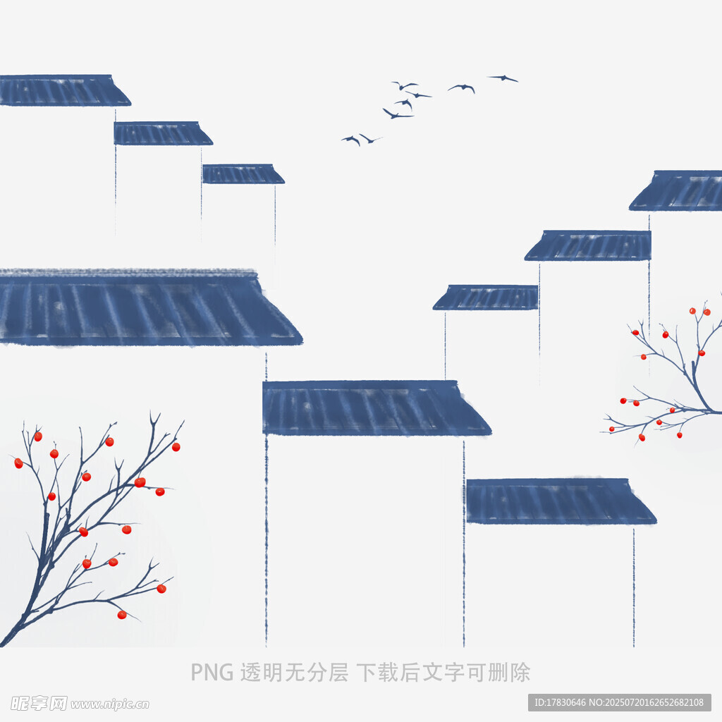 中式水墨风传统房屋景致
