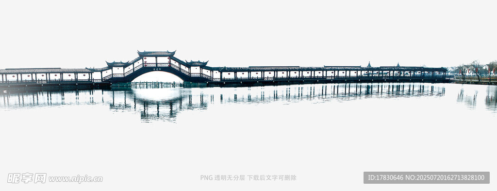 简约线条勾勒的桥梁图案