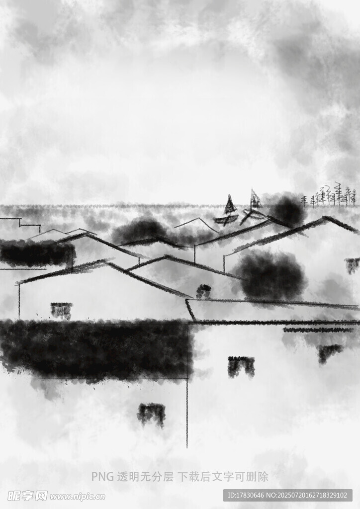 黑白乡村景象