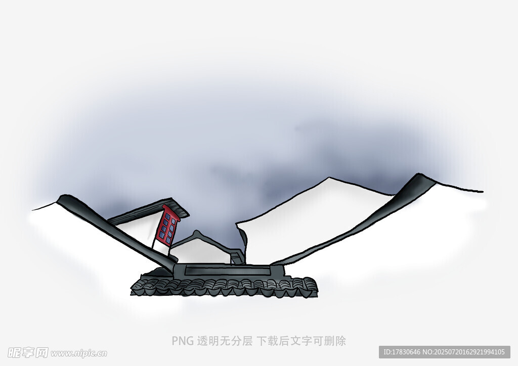 雪地摩托在雪坡飞驰