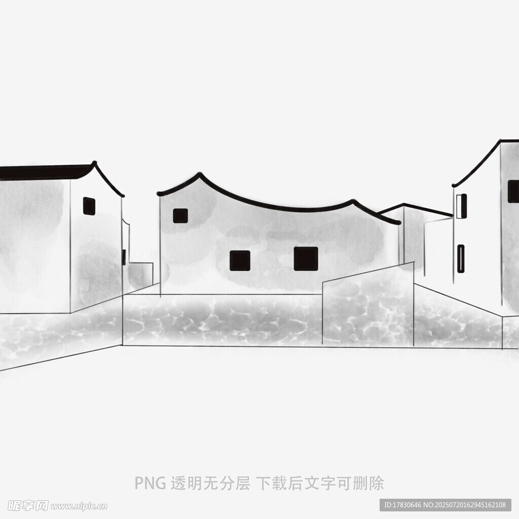 水墨风江南民居建筑图