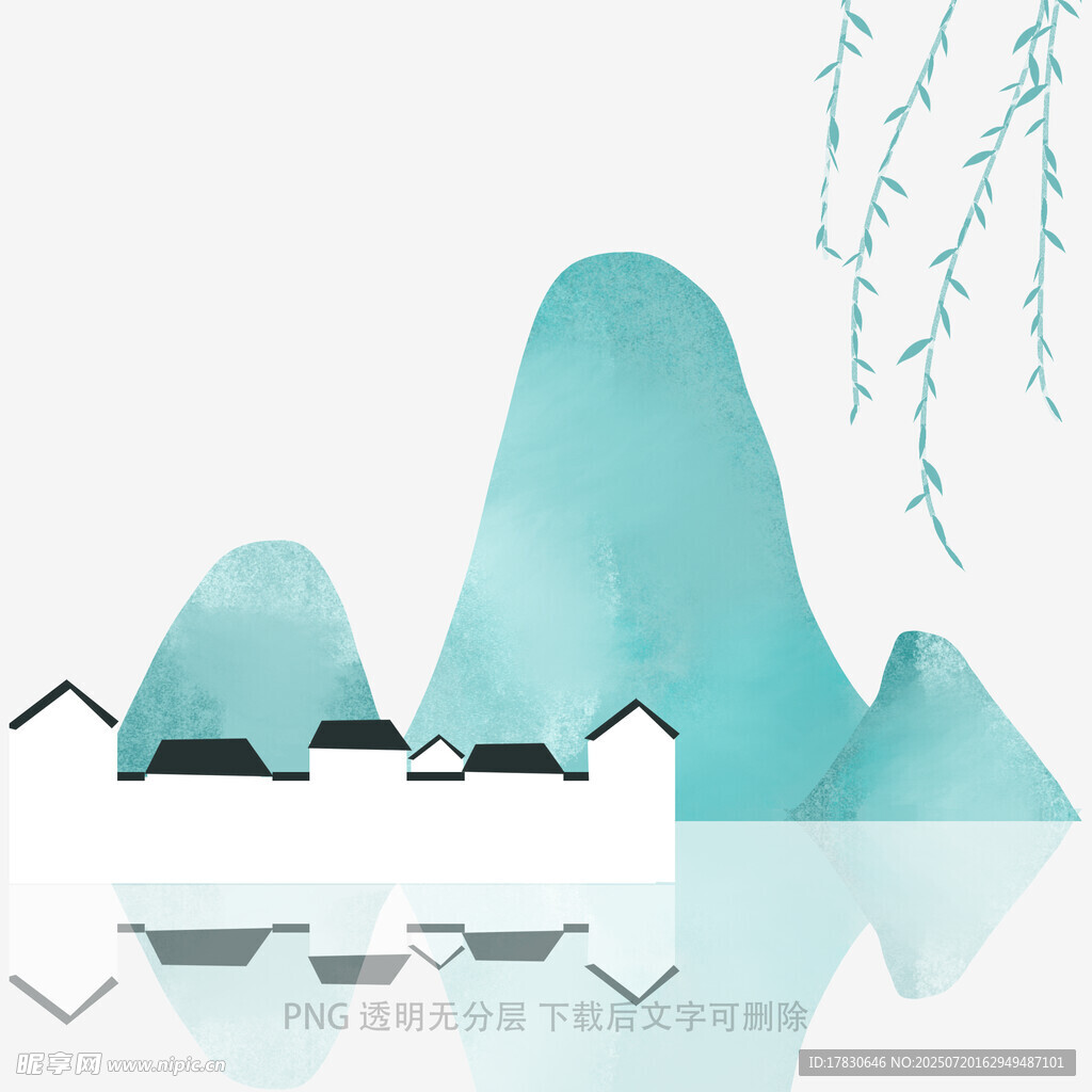 水墨江南山水村落图景
