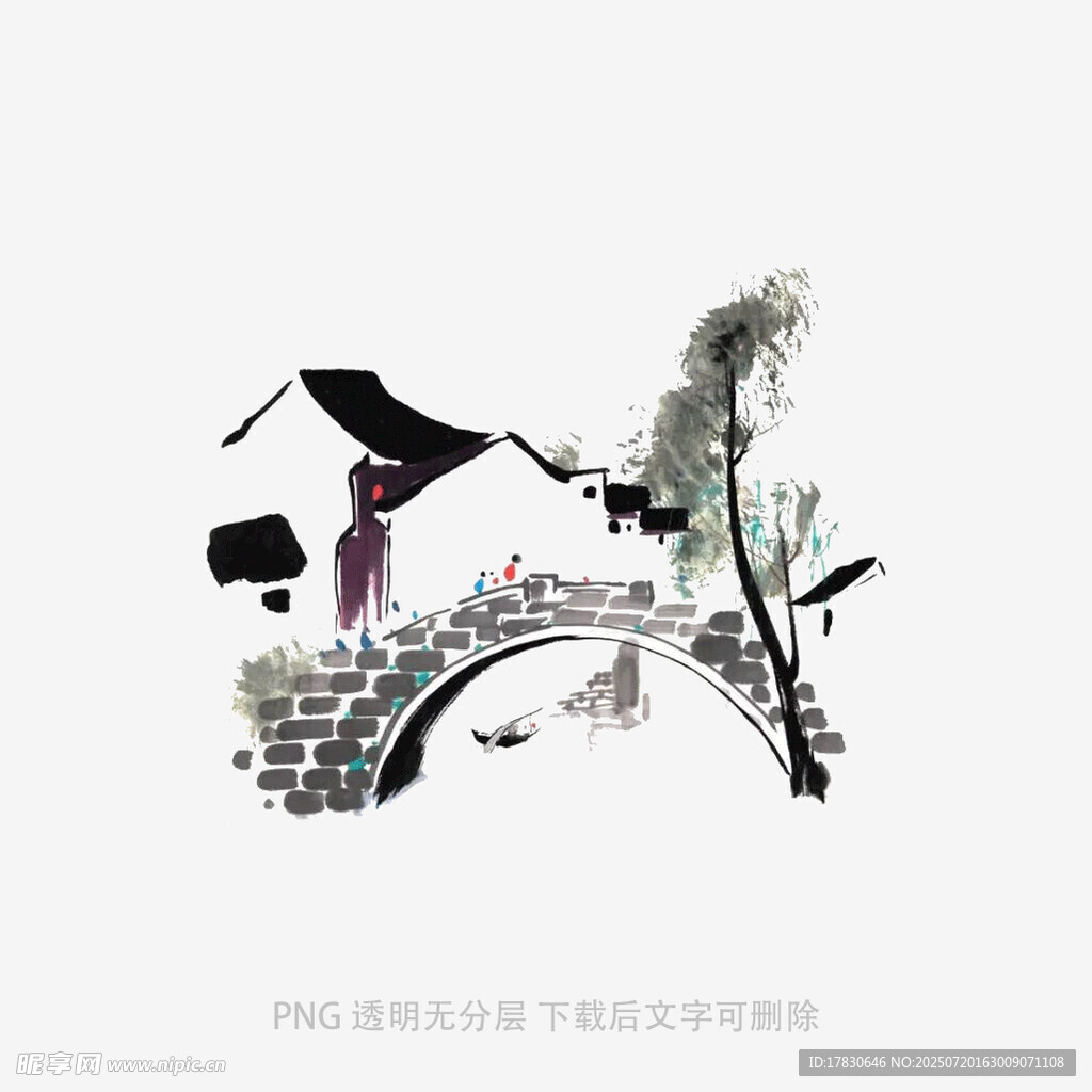 水墨江南小桥人家意境图