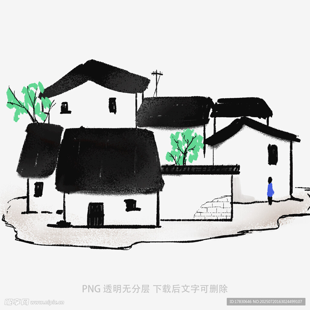 水墨风江南民居村落