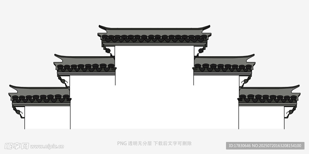 中式传统翘角屋檐模型