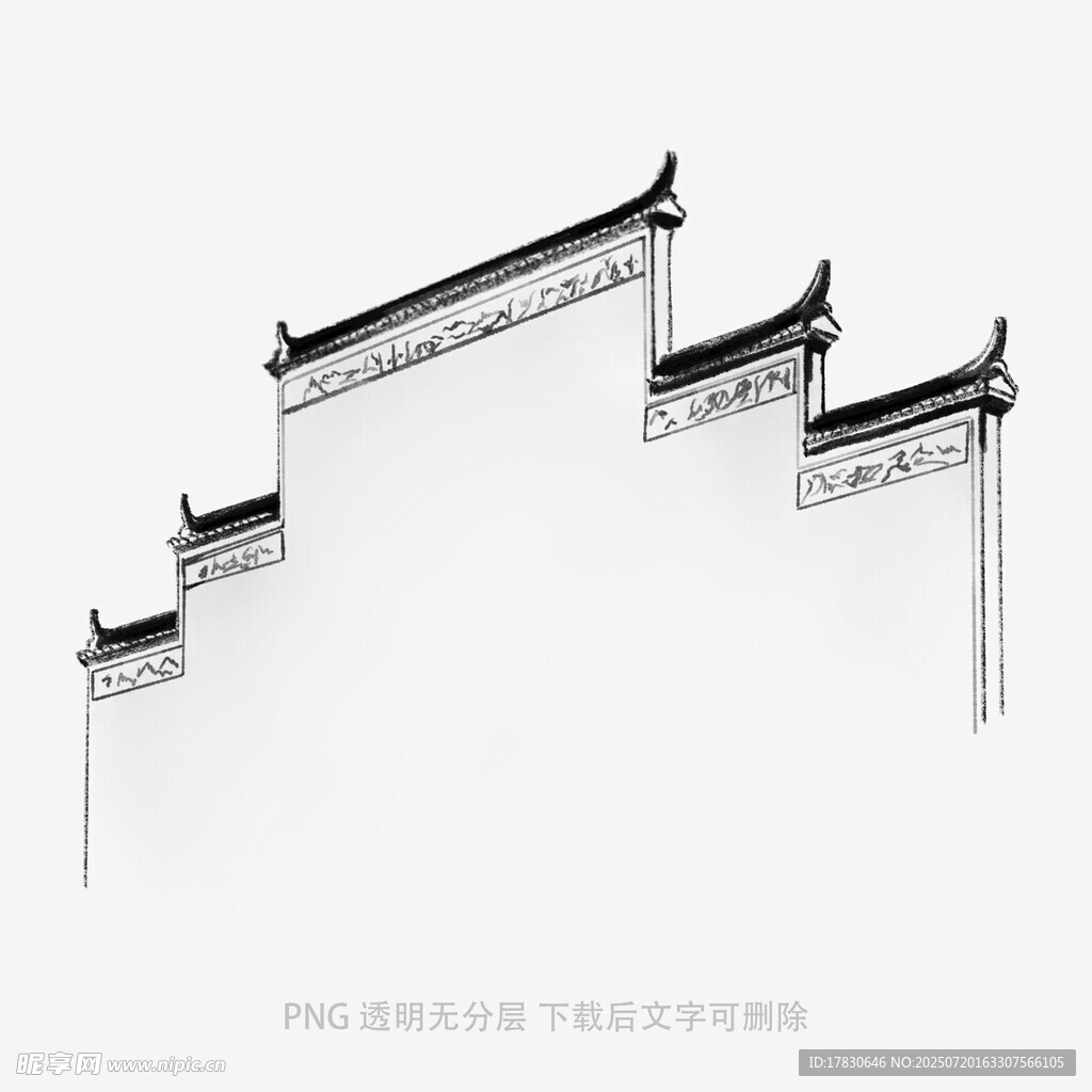 中式飞檐建筑线条设计图