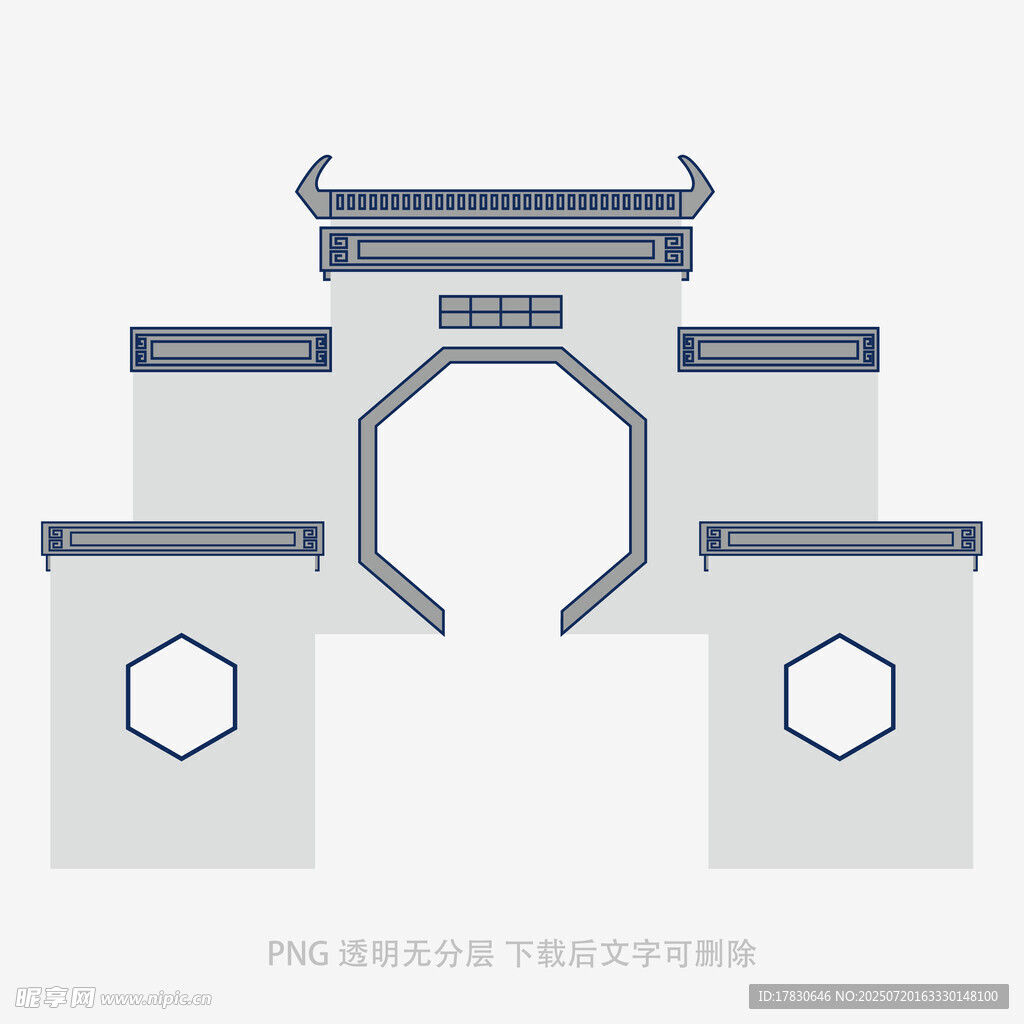 中式传统拱门建筑图案