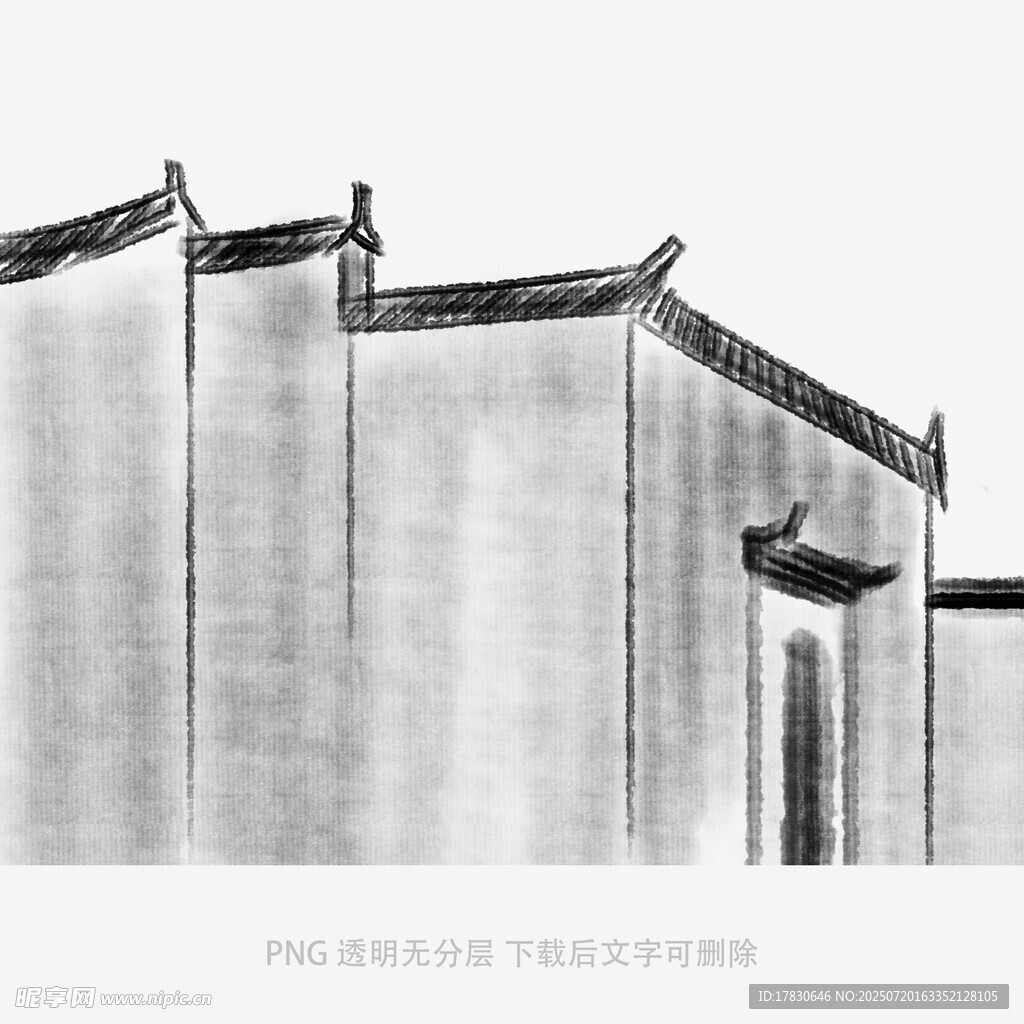 水墨风中式古建筑景观
