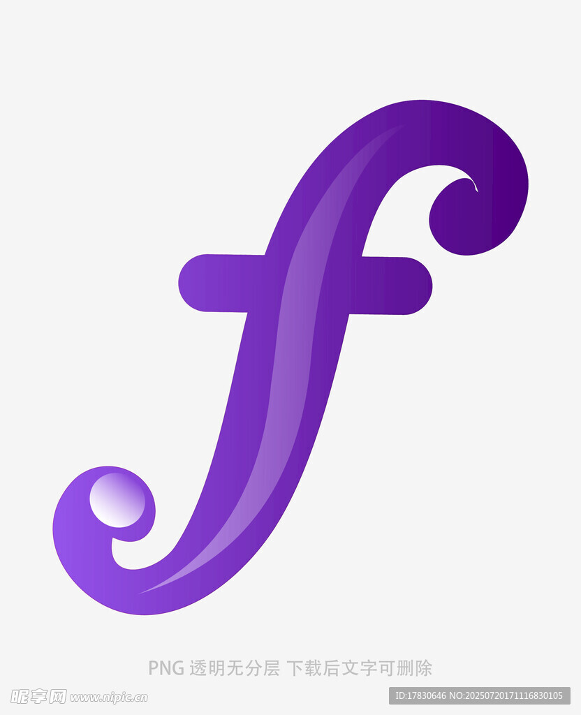 紫色优雅字母f设计