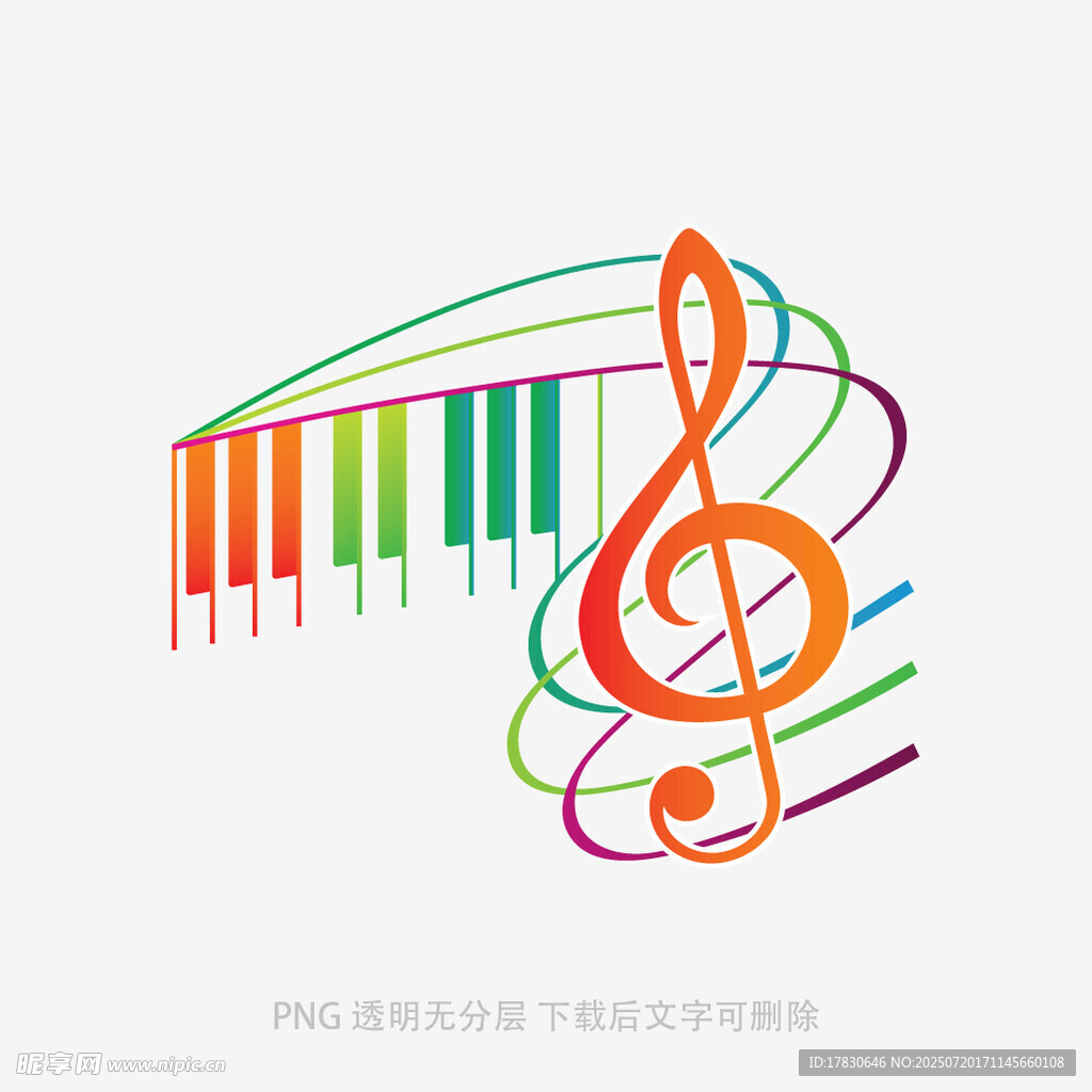 多彩音乐符号与键盘图案