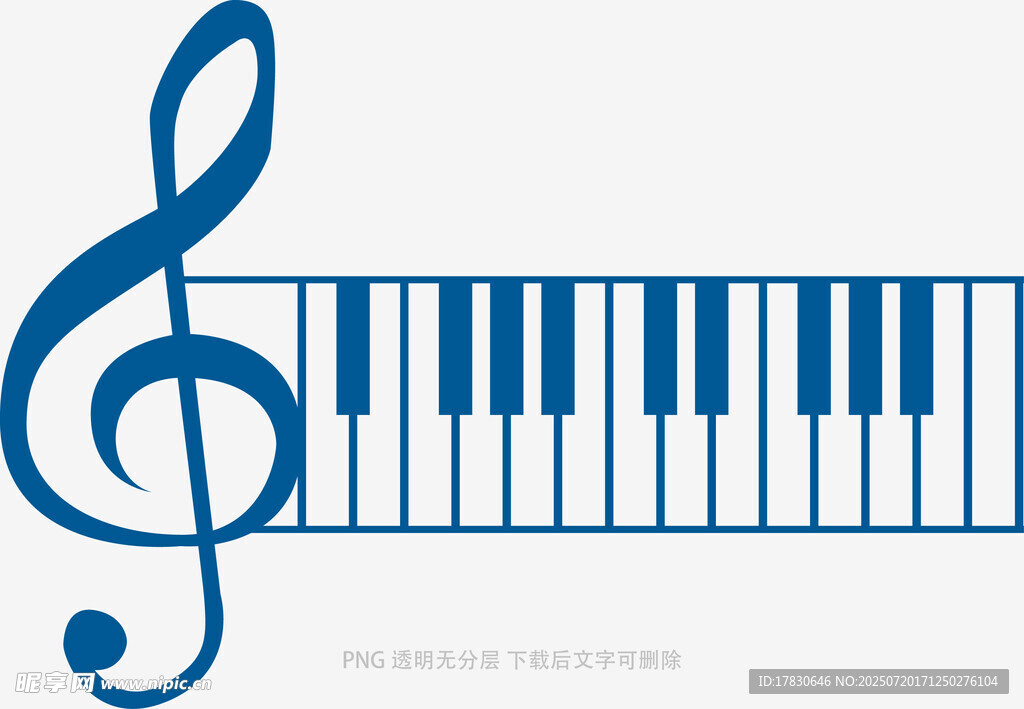 蓝色音符与钢琴键图案