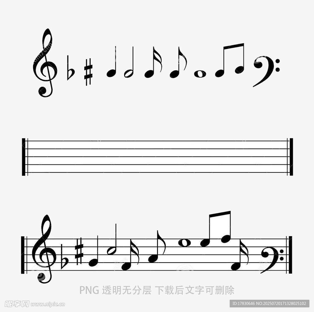 五线谱上的音乐符号