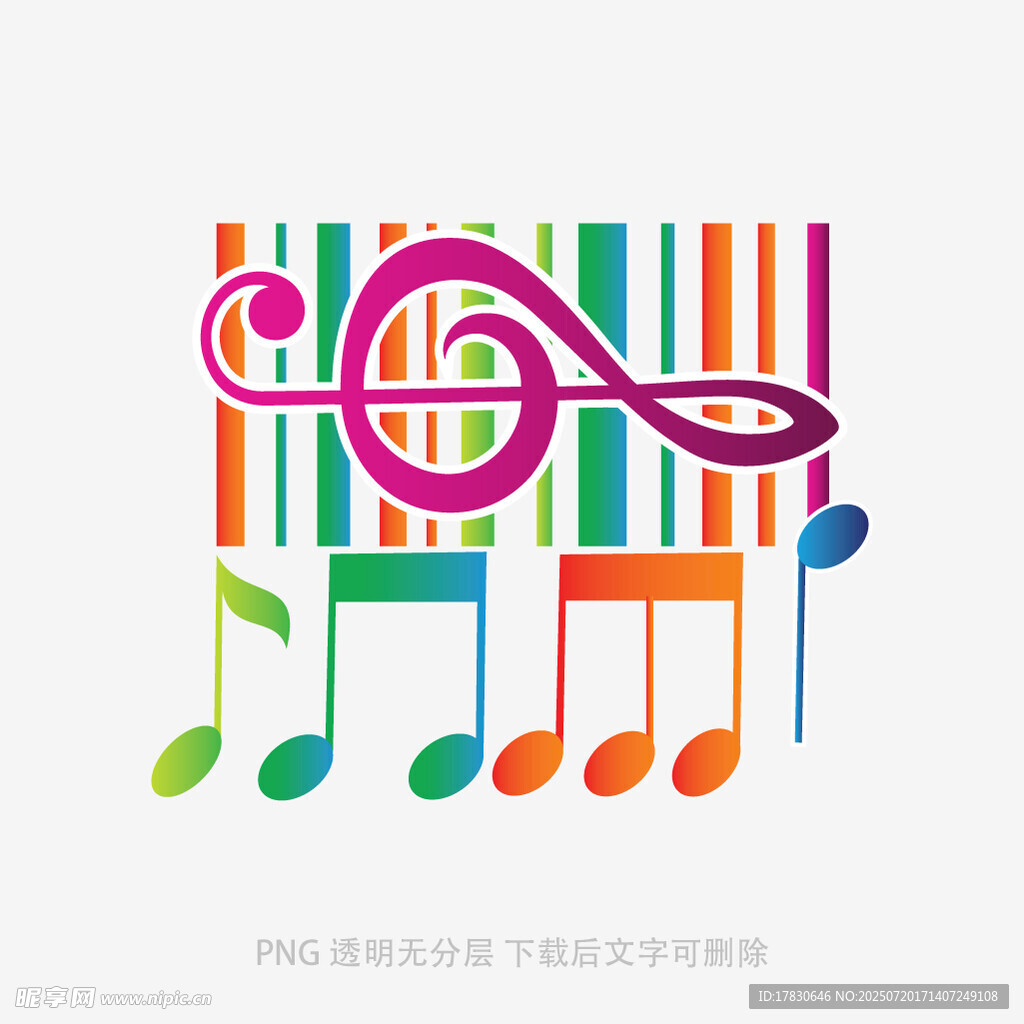 多彩音符与高音谱号图案