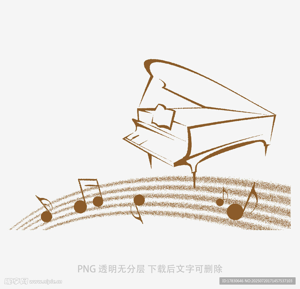 简约线条钢琴与音符图案