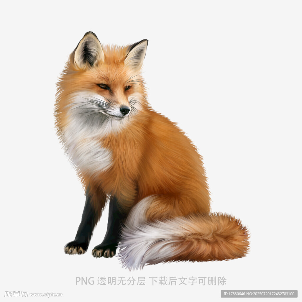 可爱红狐侧坐形象