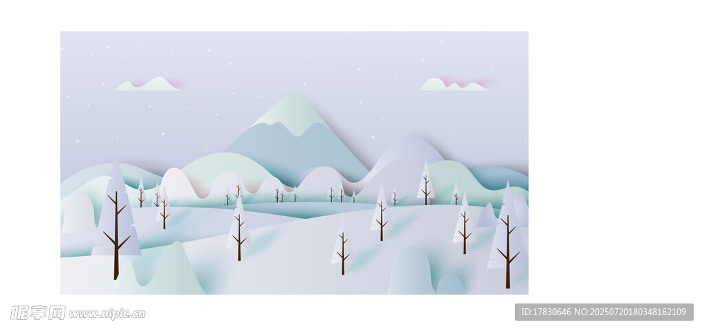 冬日雪景中的围栏与远山