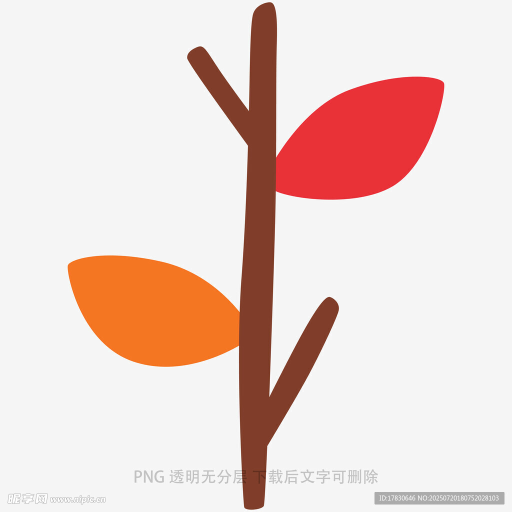 简约风秋叶树枝插画