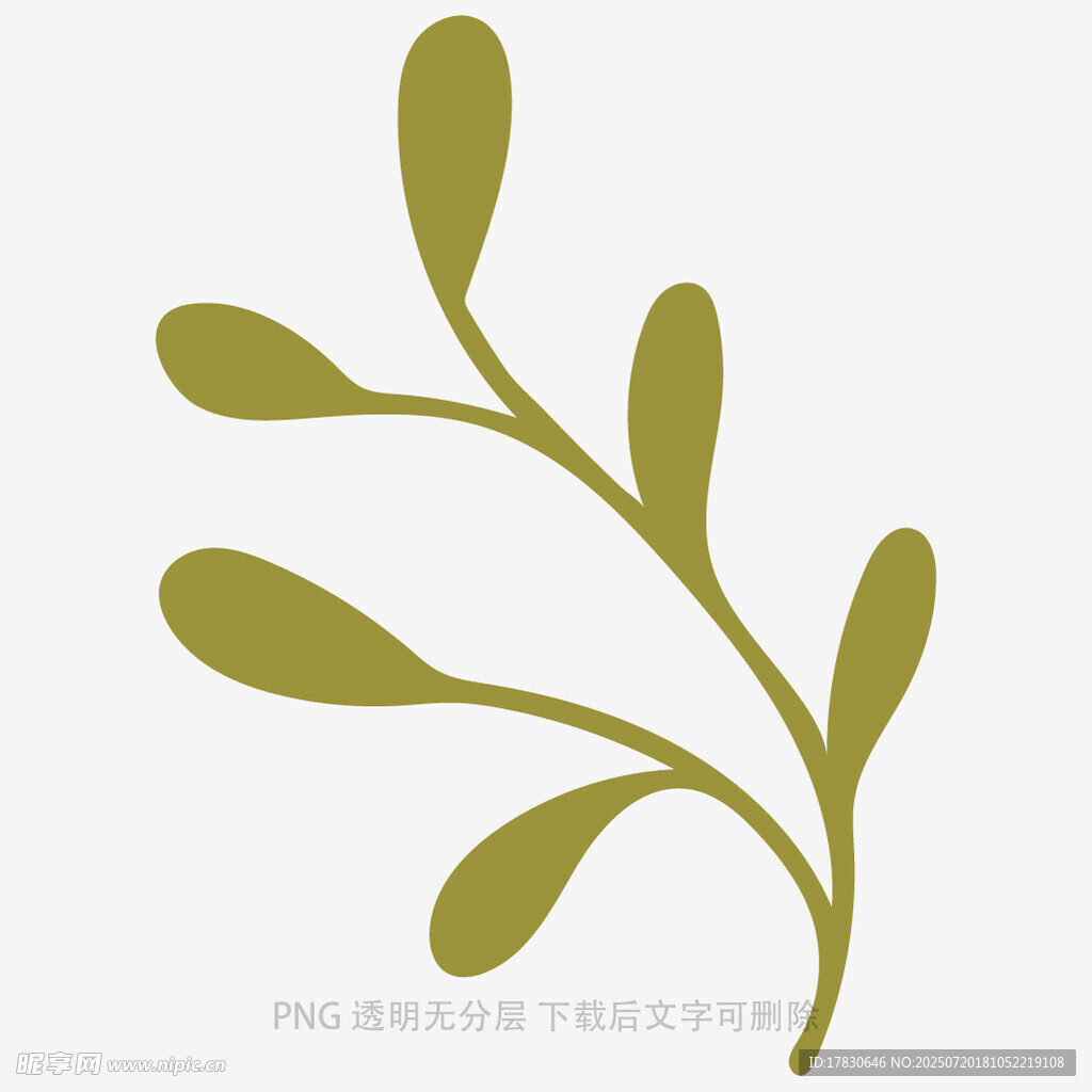 简约绿叶植物矢量插画