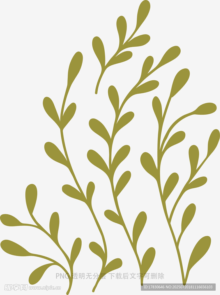 简约绿叶植物装饰图案