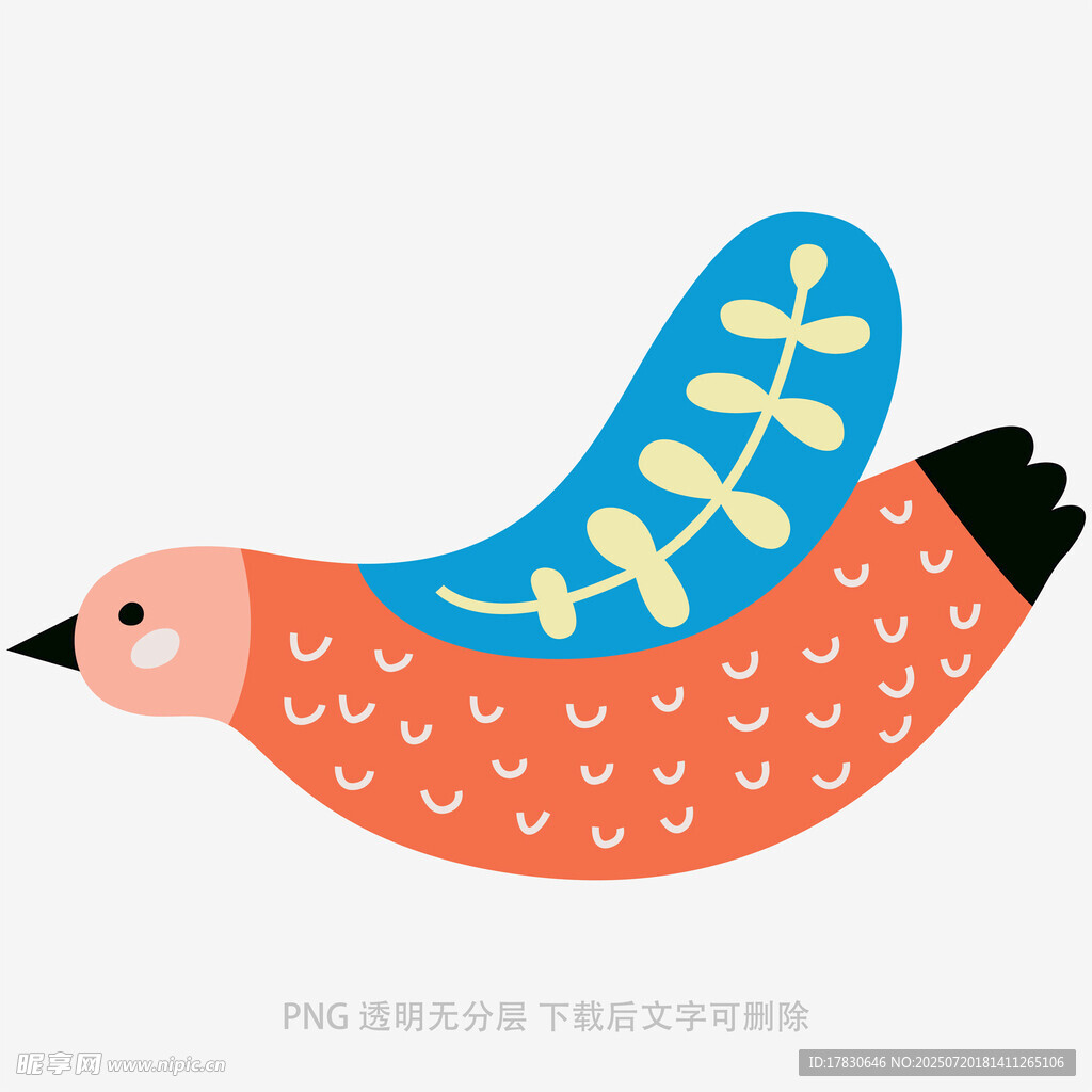 彩色花纹小鸟插画