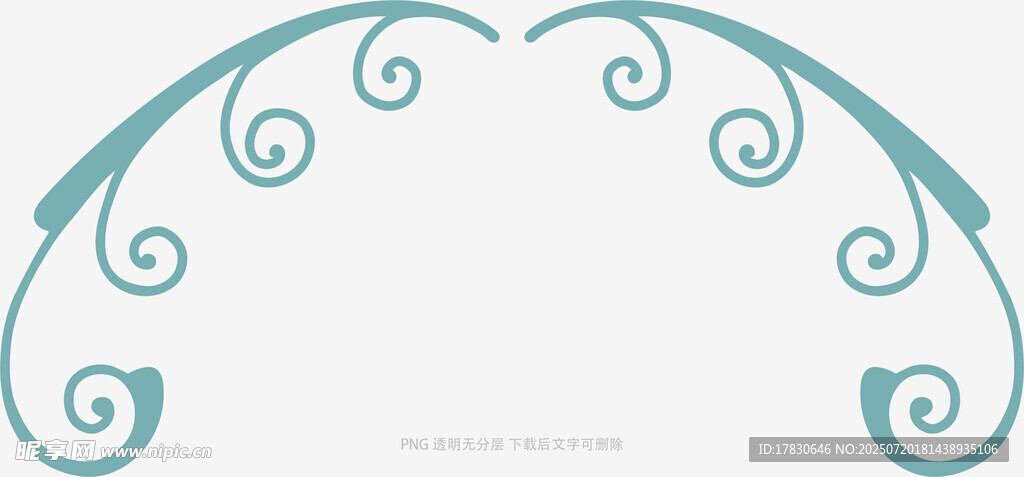 蓝绿色卷曲花纹装饰图案